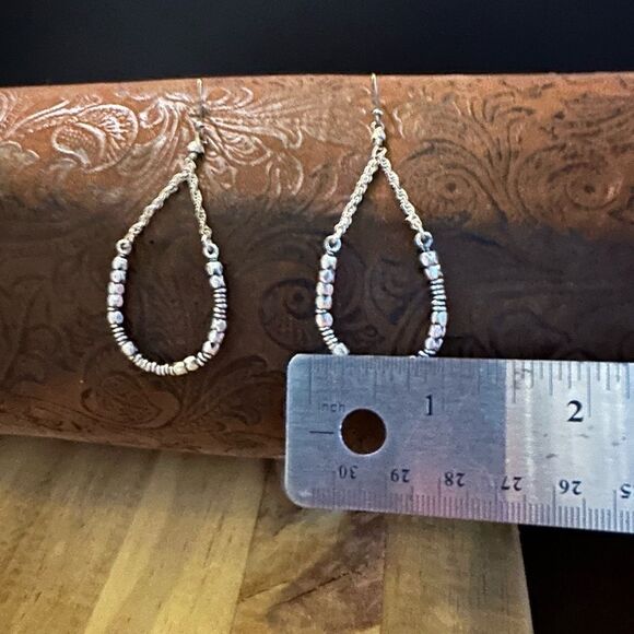 Silver Teardrop Earrings with Beads - Picture 4 of 4